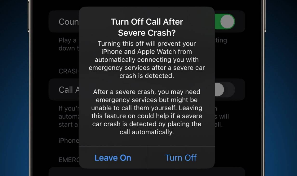 曲麻莱苹果14维修分享 iPhone 14 和 Apple Watch 上关闭崩溃检测 