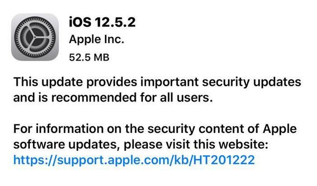 曲麻莱苹果手机维修分享iOS12.5.2发布，建议所有老苹果用户安装 